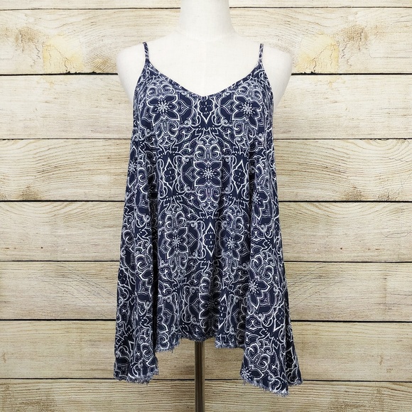 Altar'd State Tops - Altar'd State Navy/White Sleeveless Boho Top